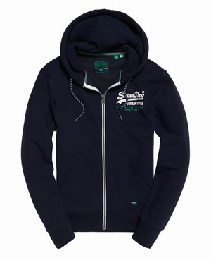 Superdry Premium Goods Racer Cipzár Férfi Kapucnis Pulóver Sötétkék | EGQIA3297